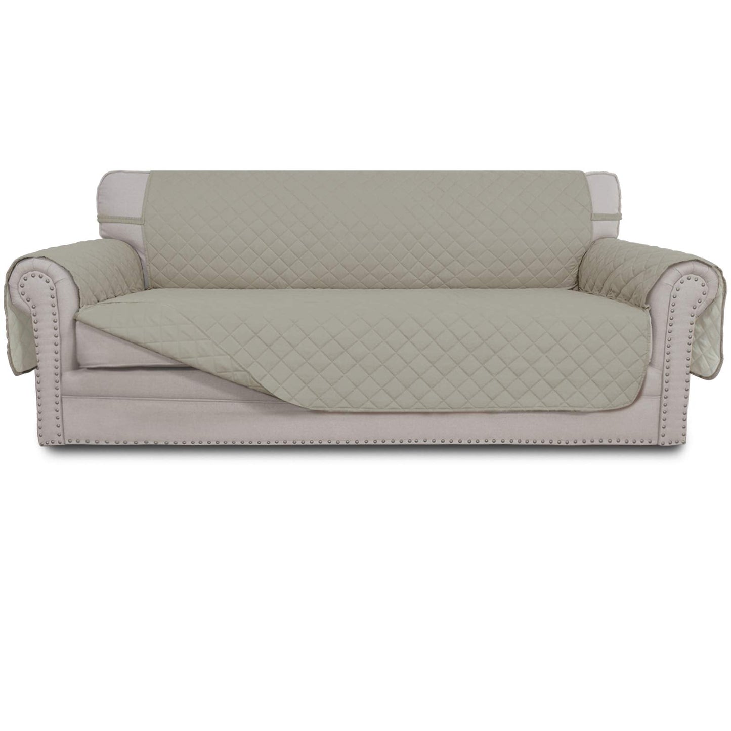 Easy-Going Reversible Couch Cover for 3 Cushion Couch Sofa Cover for Dogs Water Resistant Furniture Protector Cover with Foam Sticks Elastic Straps for Pet Cat (Sofa, Beige/Beige)