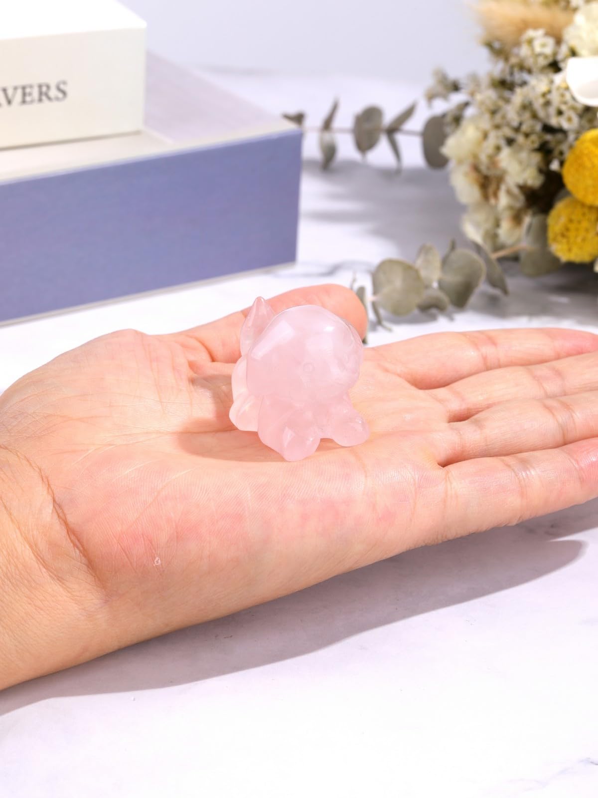 CrystalTears Rose Quartz Crystal Dog Figurine, 1.5” Healing Gemstone Dogs Puppy Statue Ornament for Home Office Decor, Cute Lucky Pink Crystals Dogs Gifts for Gifts for Women Dog Lovers Men Christmas