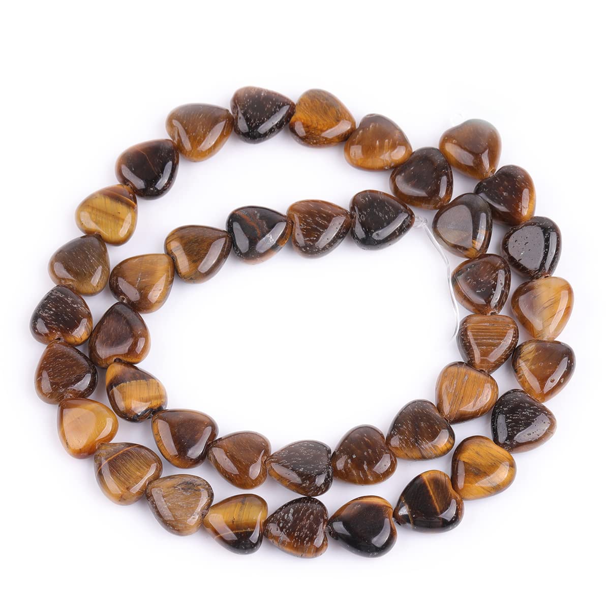 GEM-Inside 10mm Heart Charms Natural Yellow Tiger Eye Gemstone Stone Beads for Jewelry Making Full 15" Strand Power Energy Healing Chakra Stone Beads