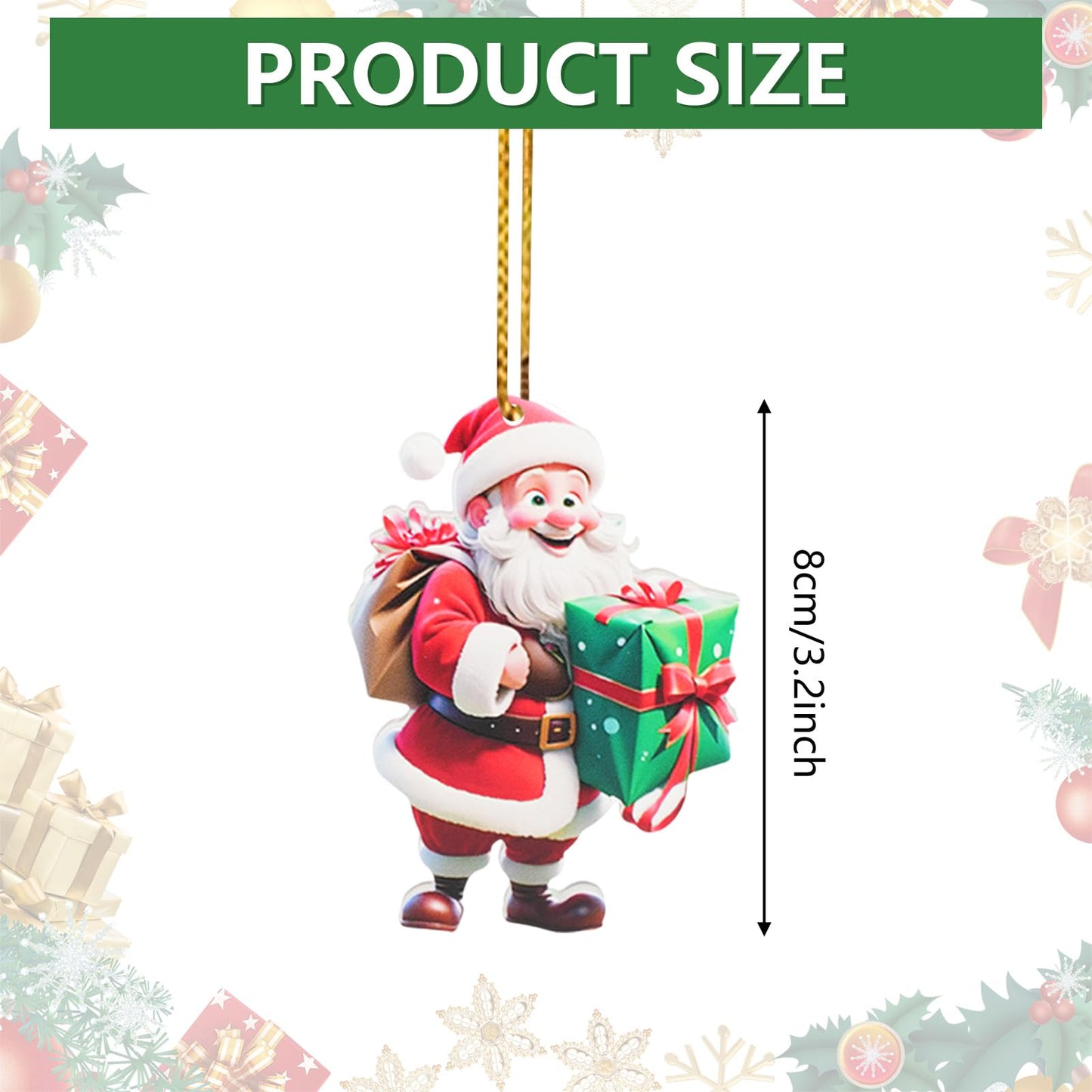Santa Claus Ornaments 2025 Decoration Hanging Ornament, Acrylic Hanging Holiday Ornament Christmas Tree, Hanging Ornaments Christmas Decor Holiday Party Gifts (Santa Claus C)