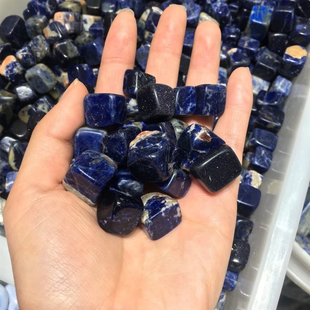 WGPHDW Meditation Home Decor, Natural Oval Cabochon Blue-Veins Stone Blue-Veins Gem Stone for Jewelry Gifts,Natural Crystal (Size : 200g)