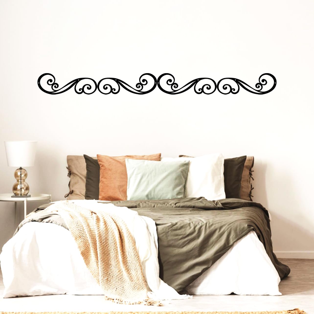 Metal Scroll Wall Art Decor Rustic Iron Wall Scroll Decorations Pair Scroll for Front Porch Above Door Hallway Entryway Living Room