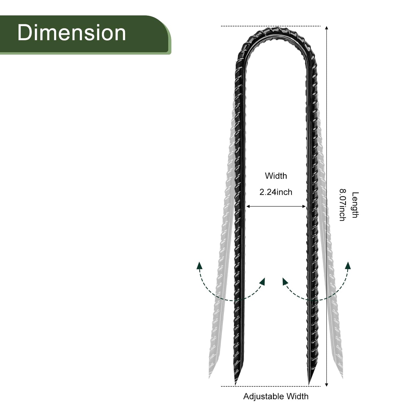 Garden Ground Stakes, Galvanized Steel Rebar Stakes U Shape, Heavy Duty Ground Anchors for Yard, Tent, Fence, Landscape, Decorations, Trampolines (8 Inch)