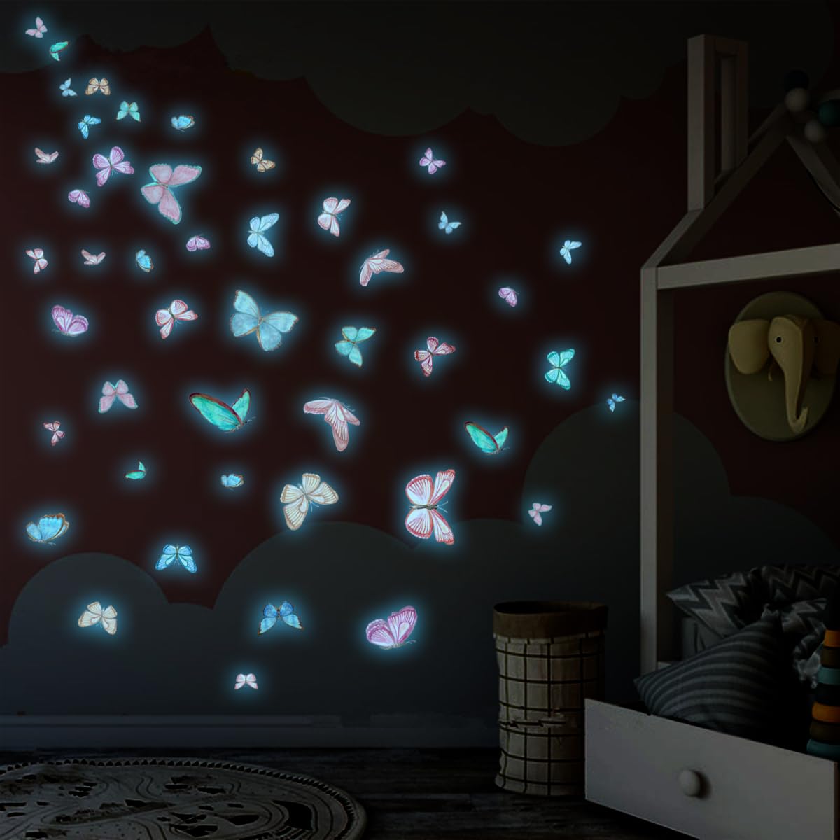 Glow in The Dark Butterfly Wall Decals Luminous Butterfly Wall Stickers Wall Art Decor for Bedroom Bathroom Decorations