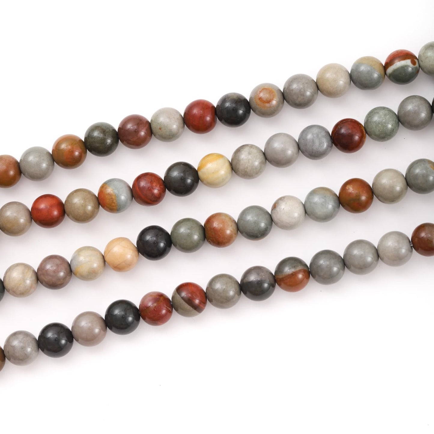 8mm 45pcs DIY Natural USA Picture Stone Beads Round Healing Crystal Gemstone Loose Beads for Jewelry Making Handmade Bracelet Necklace