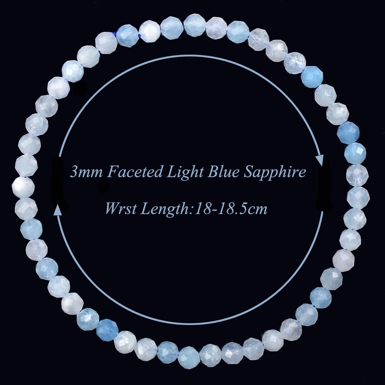 MASSIVE BEADS Natural Genuine Gemstone Beads Healing Crystal Chakra Reiki Jewelry Faceted Round Beads Bracelets (Light Blue Sapphire, 3mm)