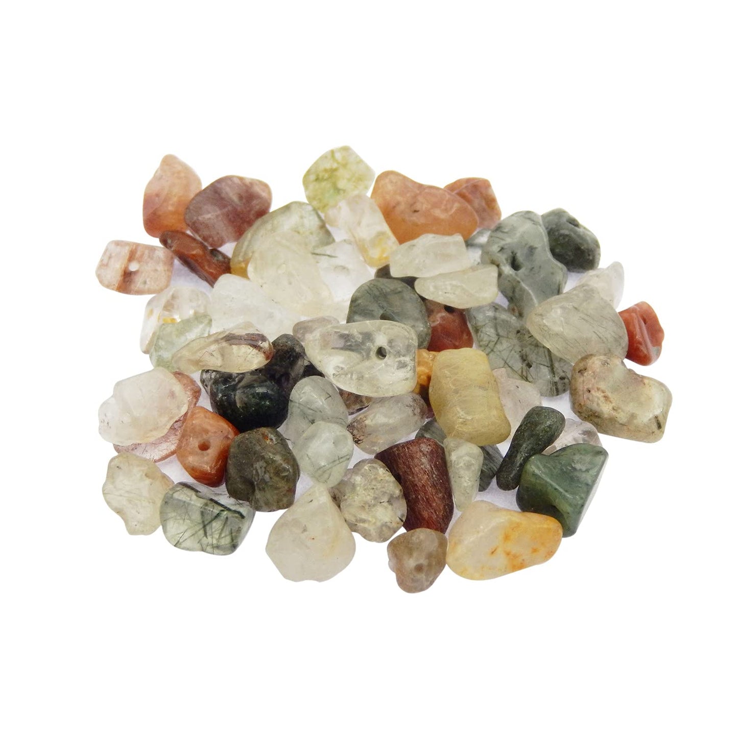 450PCS Rutilated Quartz Natural Irregular Chip Stone Beads 5-8mm Gemstones Crystal Loose Bead for Jewelry Making Bracelet Necklace DIY Craft Finding