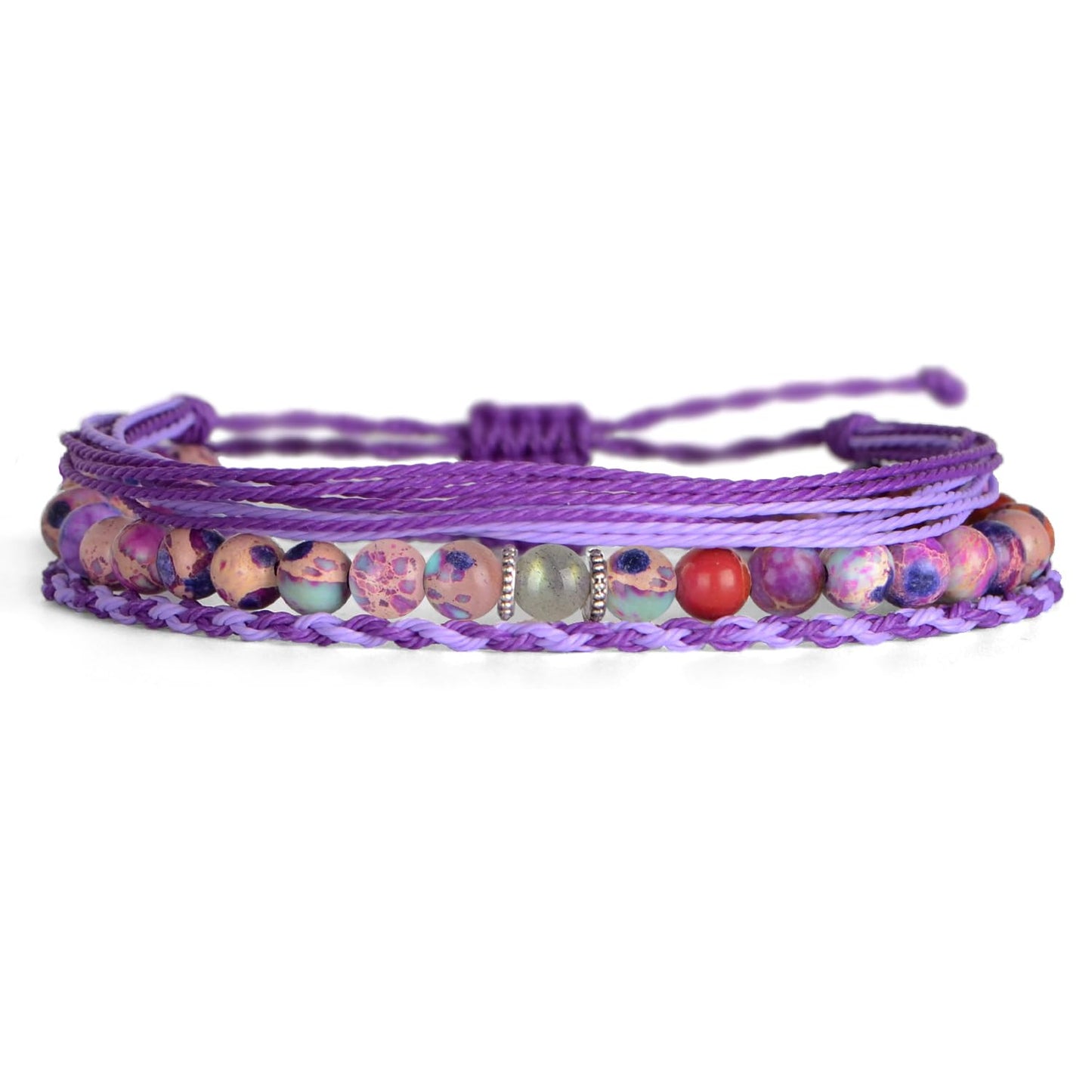 QOGIR Grandaughter Gifs Bracelet,Purple imperial Jasper Adjustable String Bracelet,Birthday Christmas Gifts