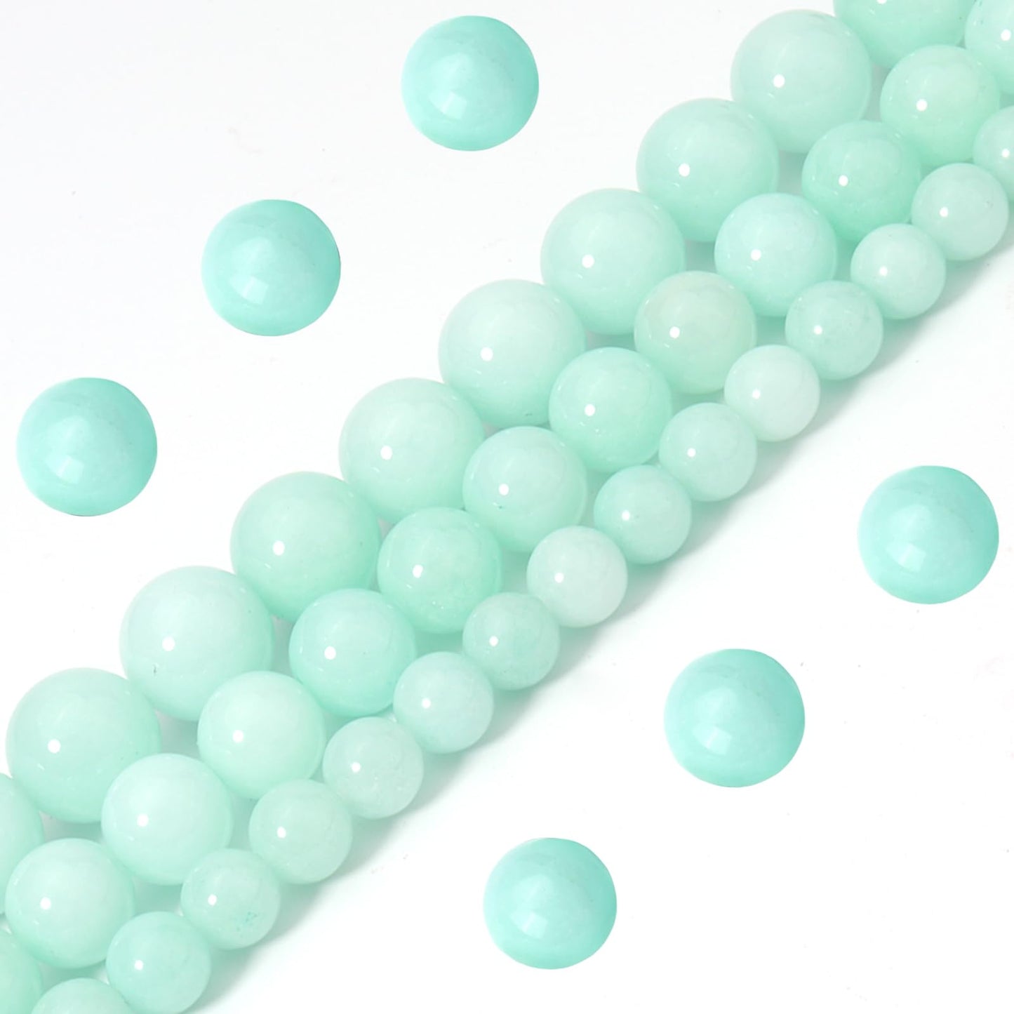 Siomia 60pcs 6mm Natural Amazonite Gemstone Beads Energy Healing Crystal Round Loose Stone Beads for Jewelry Making, DIY Bracelets Necklaces