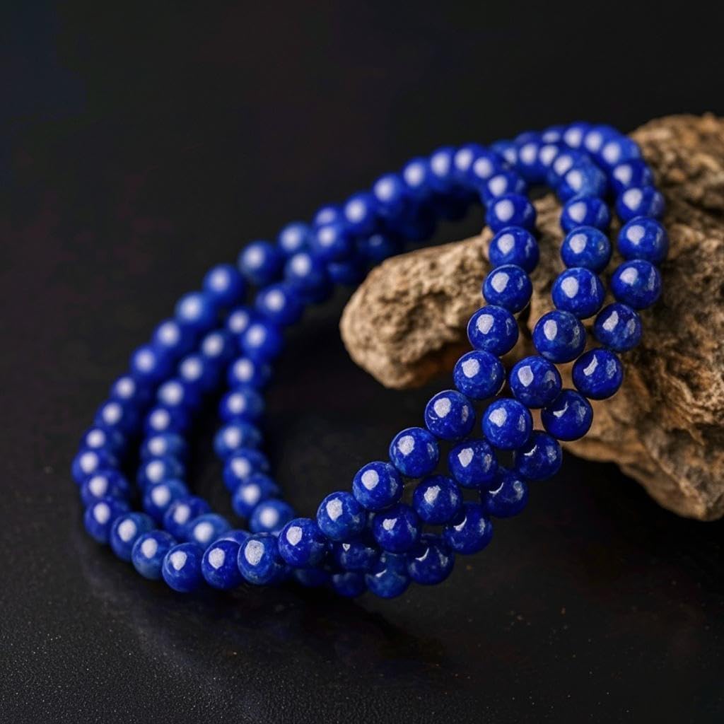 Yochus 60pcs Lapis Lazuli Beads，6mm Healing Power Natural Stone Round Loose Beads for Jewelry Making Earring Necklace DIY Crafts