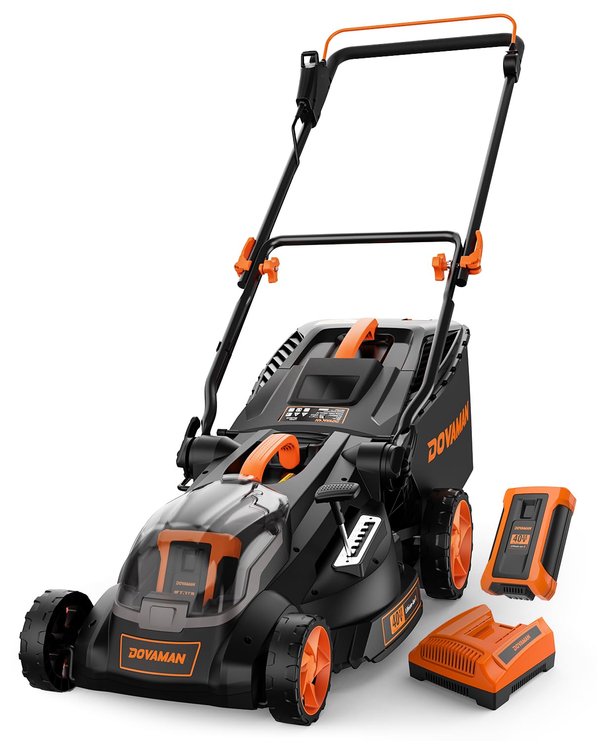 DOVAMAN LD40A 19Inch Brushless Lawn Mower, 40V Powerful Cordless Lawn Mower, Effortless Single-Lever Height Adjustment, 3-Step Foldable Handle & Vertical Storage, 2-in-1 Mulching & Bagging