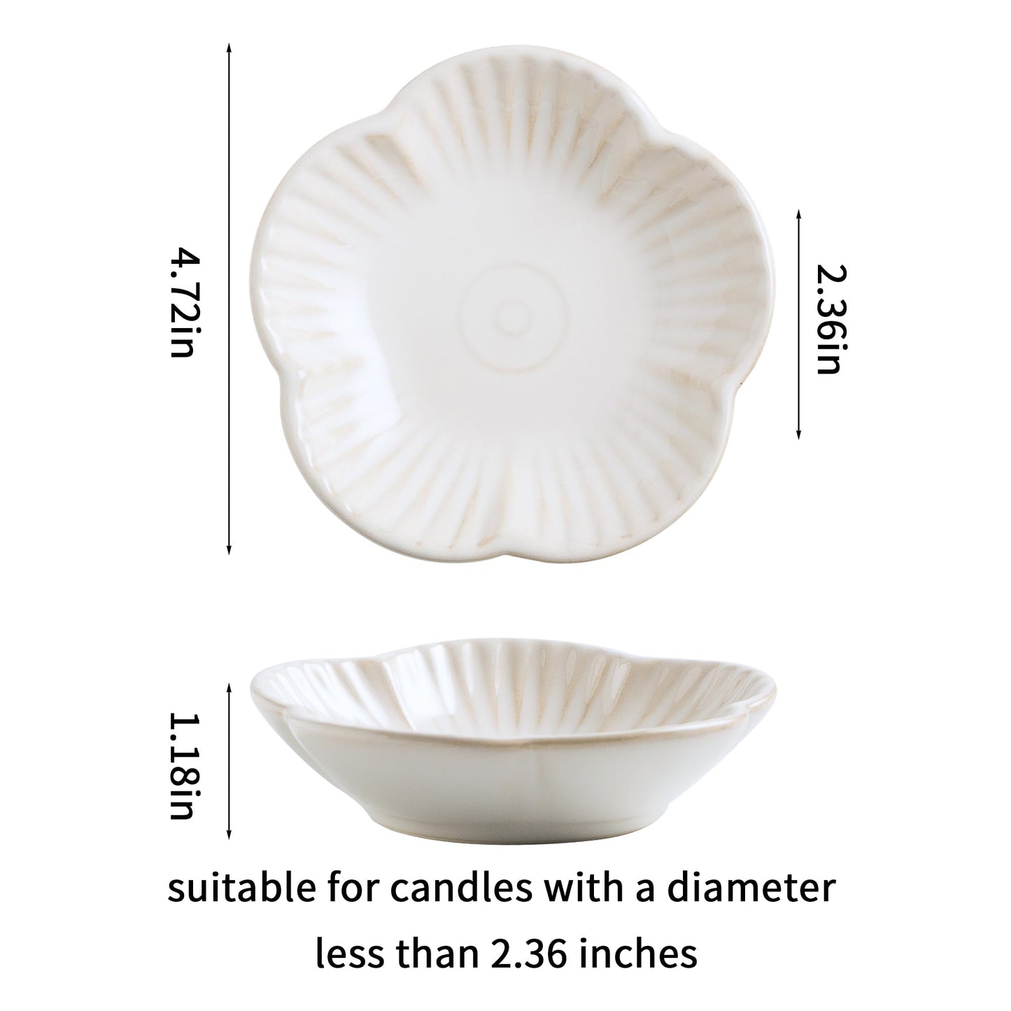 Ceramic Pillar Candle Holder Plates, Decorative Candlestick Holder, Tea Light Incense Santo Palo Holders, for Dinning, Party, Wedding, Birthday, Anniversary Decorations, 1pack (White)
