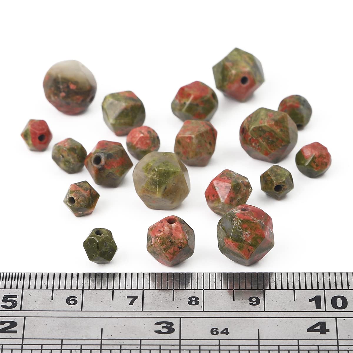 BEADIA Faceted Natural Unakite Stone Round Beads 8mm 36cm/Strand for Jewelry Making