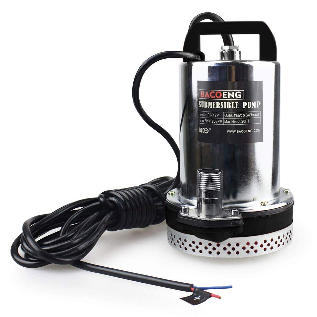 BACOENG DC 12V Farm & Ranch Solar Water Pump Submersible Well Pump 26ft Lift