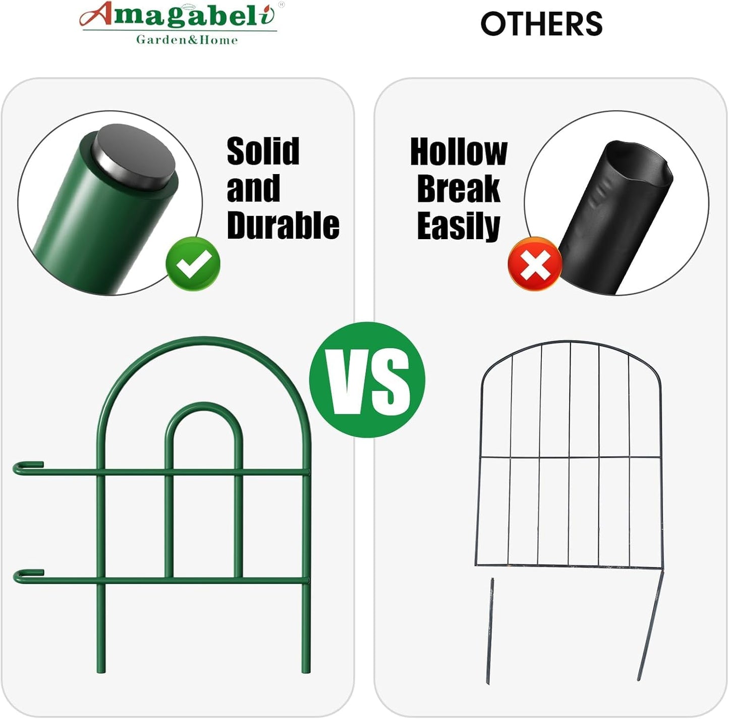 AMAGABELI 35 Panels 18in(H)×50ft(L) Decorative Garden Fence No Dig Rustproof Metal Pre-Linking Fence Panels Garden Edging Border Animal Barrier Fencing for Flower Beds Yard Patio Outdoor Decor Green