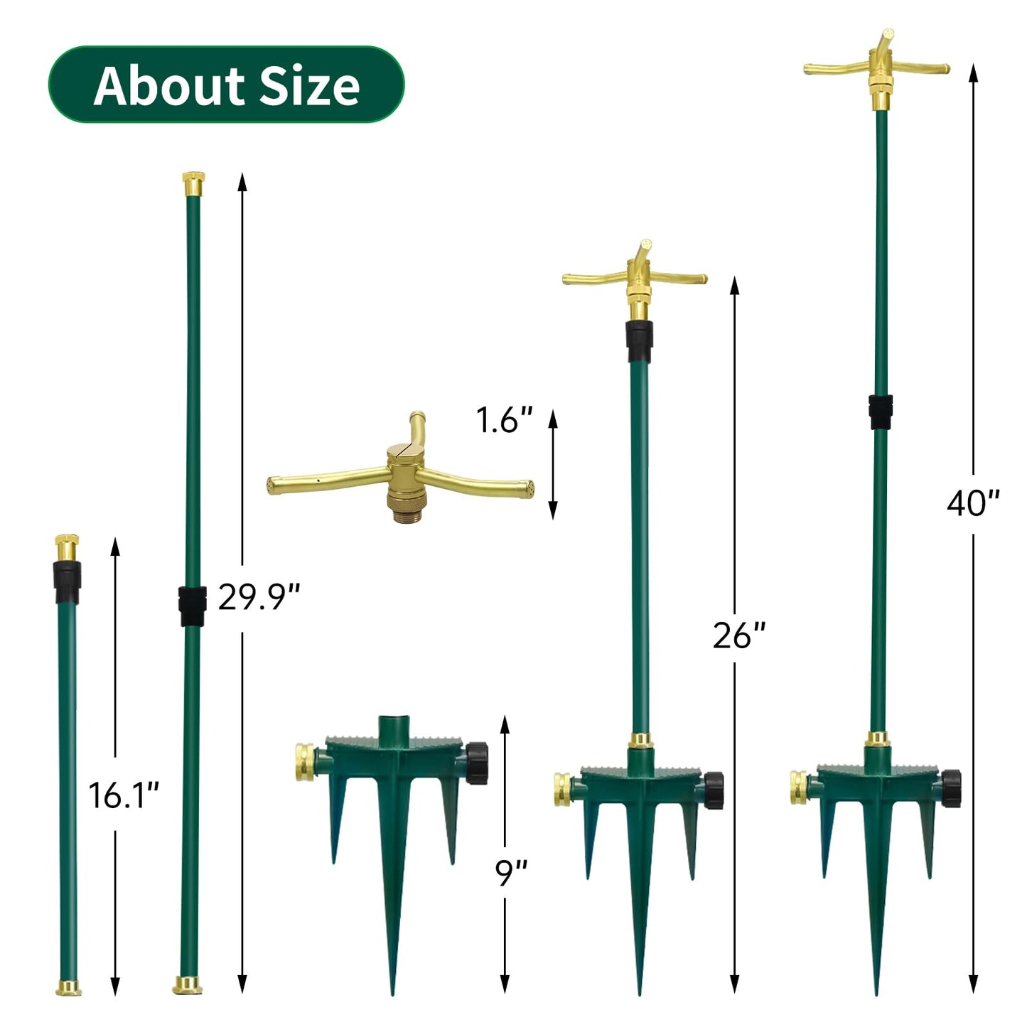 2 Pack Heavy Duty Lawn Sprinkler for Lawn Garden Yard, 360 Degree Rotating Telescoping Sprinkler with Spike, 3-Arm Adjustable Yard Sprinkler for Large Area Irrigation