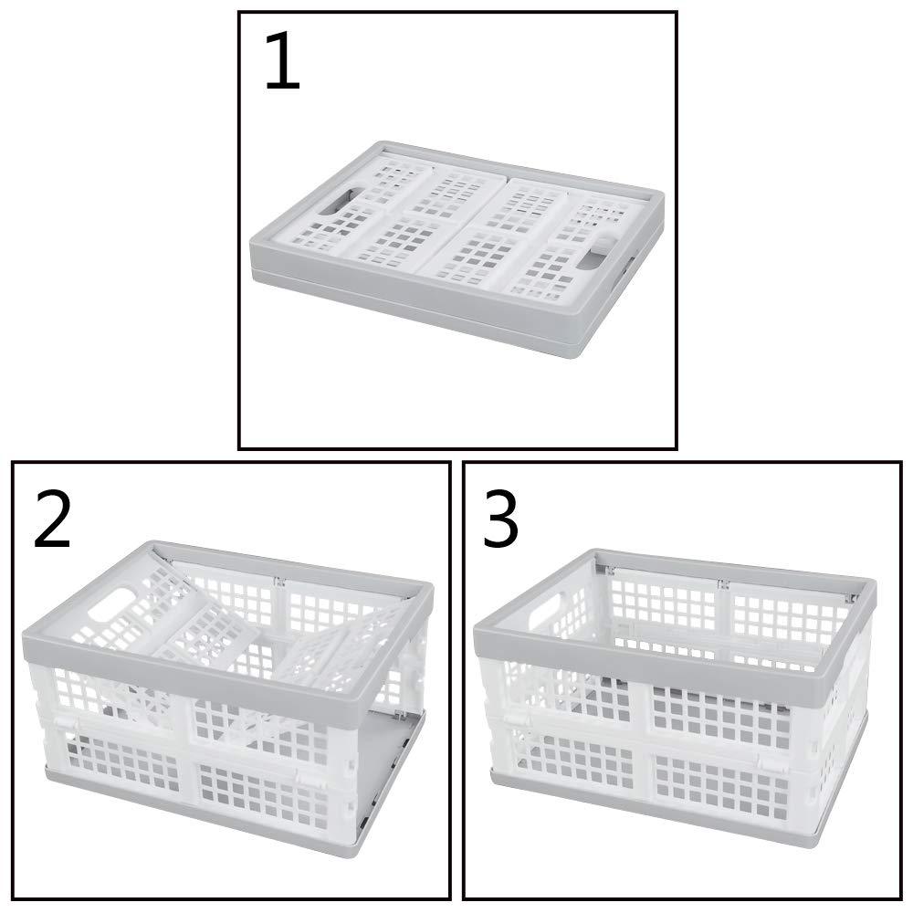 Vababa 3-Pack Plastic Stackable Collapsible Storage Crate, 15 L Stacking Folding Storage Basket