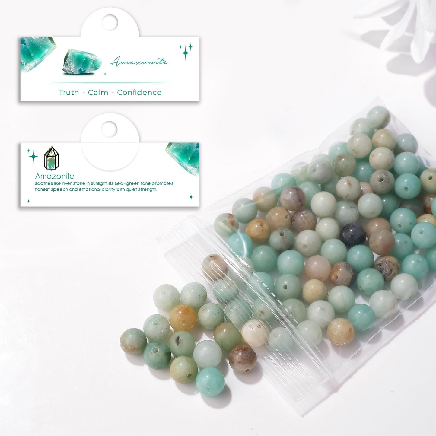 Raicegs 100pcs 8mm Amazonite Beads Natural Gemstone Beads Round Loose Beads for Jewelry Making DIY Bracelets Necklace
