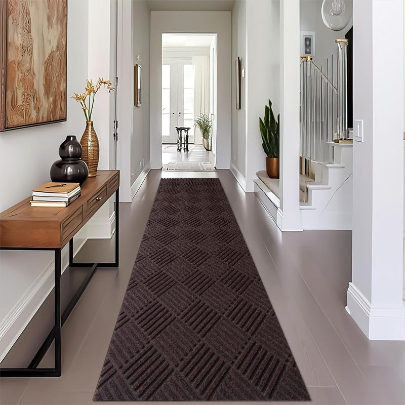 Griclner Area Rug 1FTX10FT Modern Graphite Rug Collection Craft with Non-Shedding Floor Carpet Washable for Living Room Bedroom Dining Home Office Brown