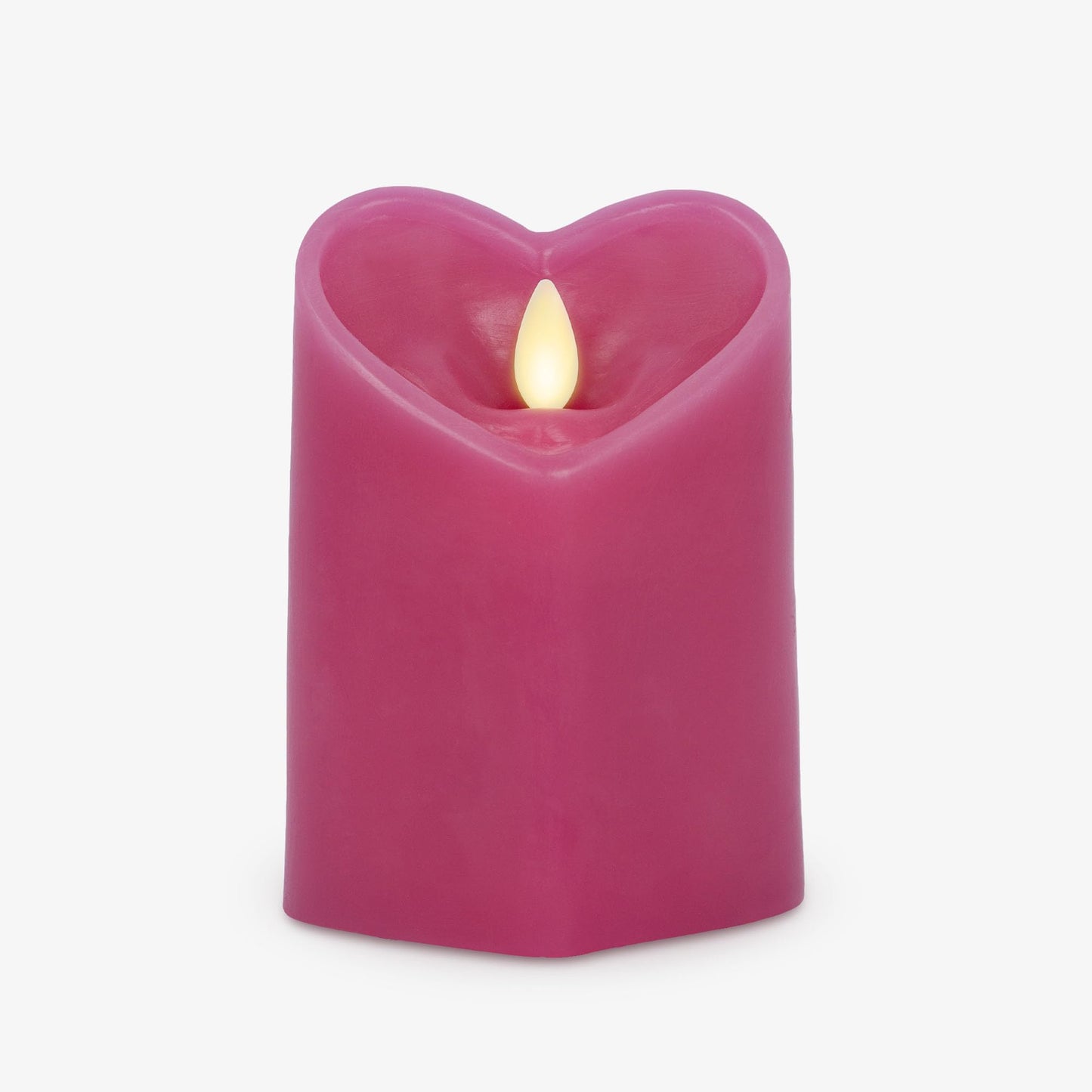Luminara Raspberry Sorbet Heart Shaped Pillar Candle - Flickering Real-Flame Technology - Remote Ready - Romantic Valentine's Collection - 3.5" x4.5"