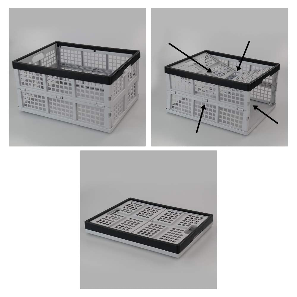 Jekiyo 34-Liter Folding Crates Storage, Collapsible Container Plastic, Set of 1