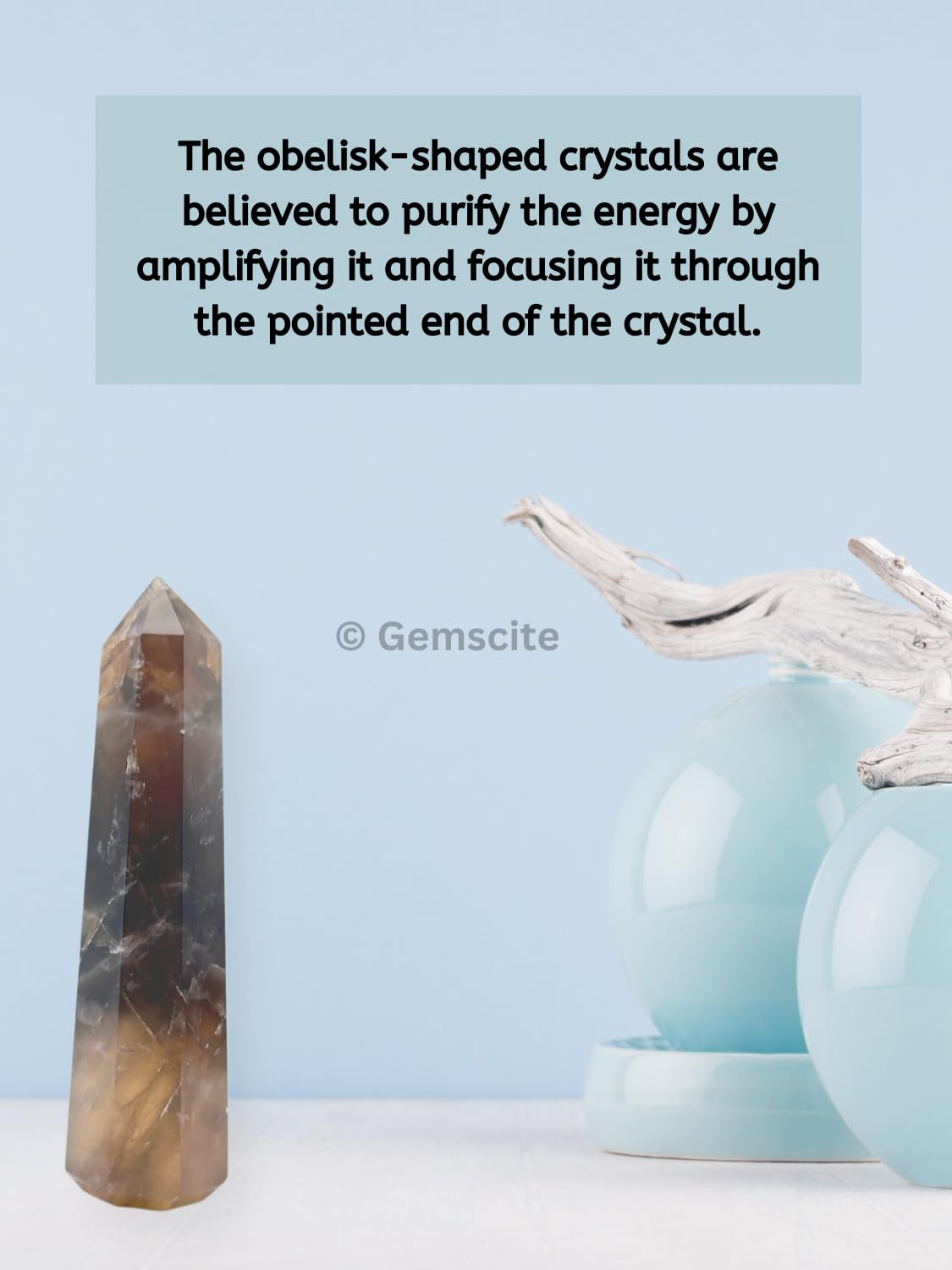 WholesaleGemShop 3 Inch (70 mm) Gemstones Smoky Quartz Obelisk Tower Jumbo Facet Aura Rock Crystal Natural Polished Earth Wand Spirit