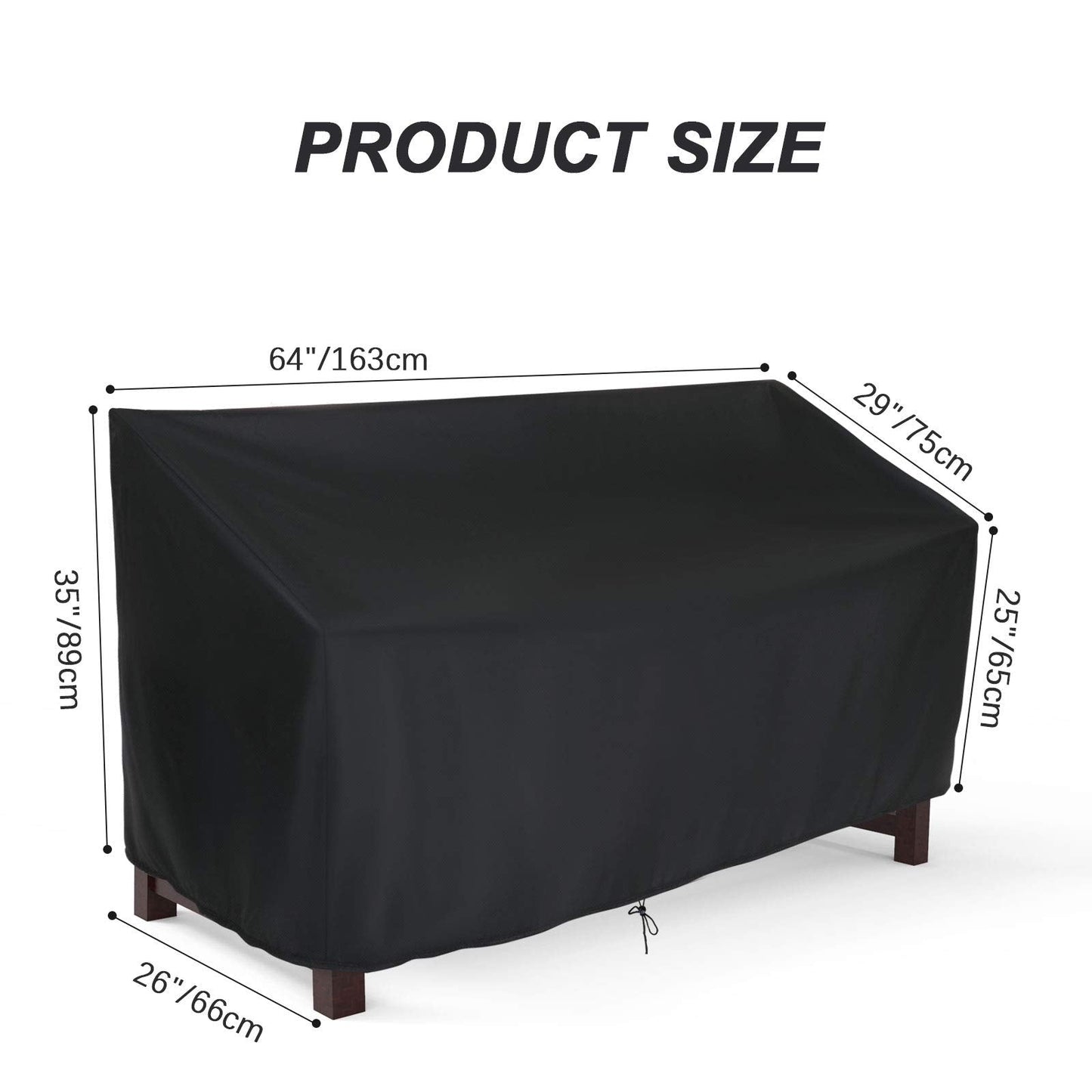 Hengme Outdoor Patio Bench Cover - 64 inch Covers for 3 Seat Outside Park Loveseat, Sofa, Glider & Furniture, Waterproof Patio Garden Bench Cover - 64 x 26 x 35 inch