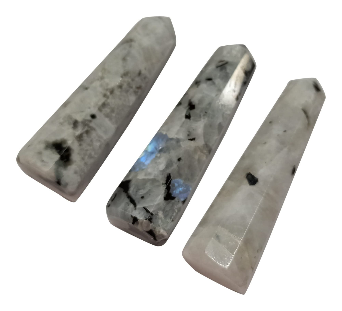WholesaleGemShop 3 Inch Gemstones RAINBOW MOONSTONE Obelisk Tower Jumbo Facet Aura Rock Crystal Natural Polished Earth Wand Spirit
