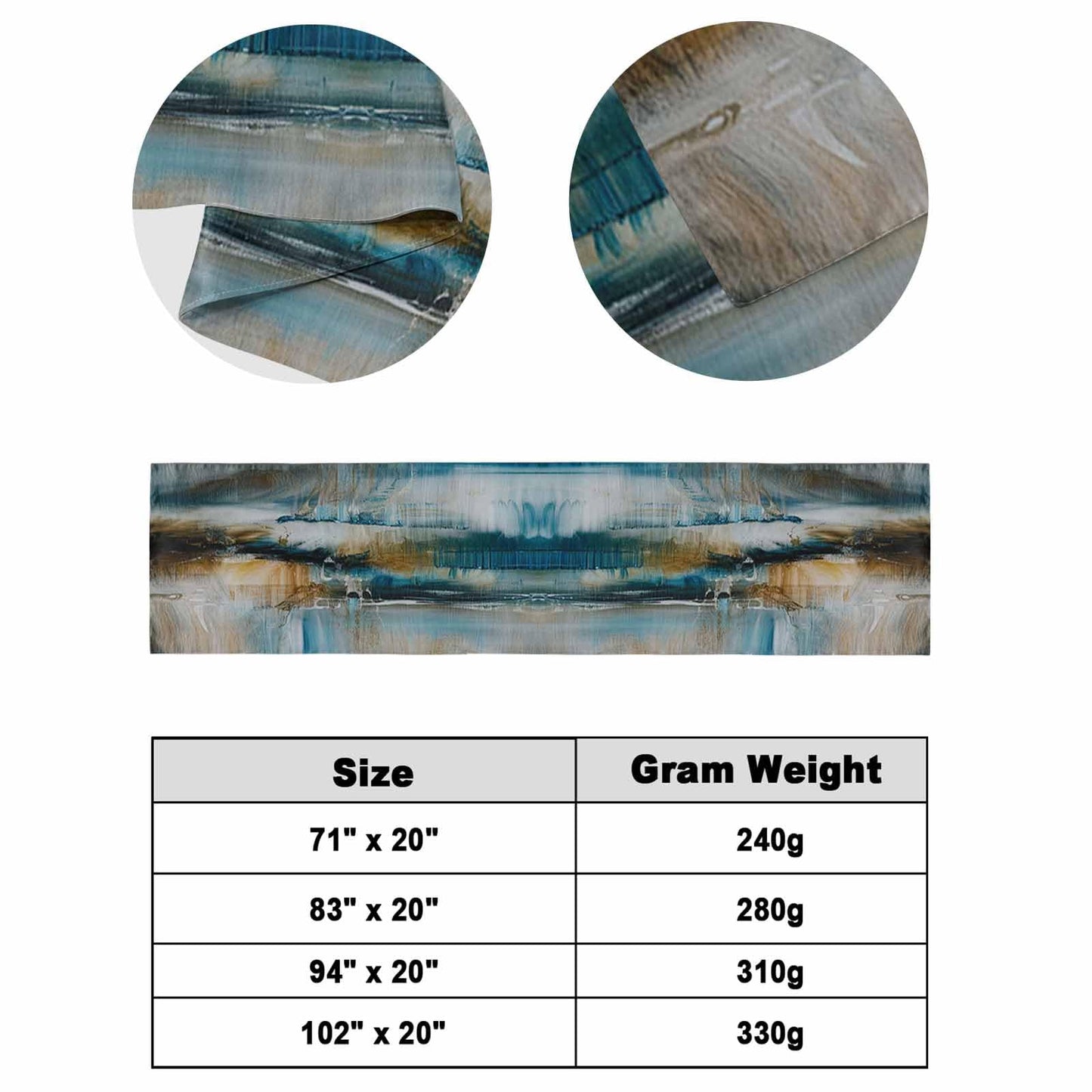 ZFUNCING Abstract Mottled Turquoise Green Gray Art Bed Runners for Bedroom Hotel,Decorative Bedding Scarf Retro Painting Bed End Blanket Bedding Runner Scarves for Queen Size Bed,94x20in