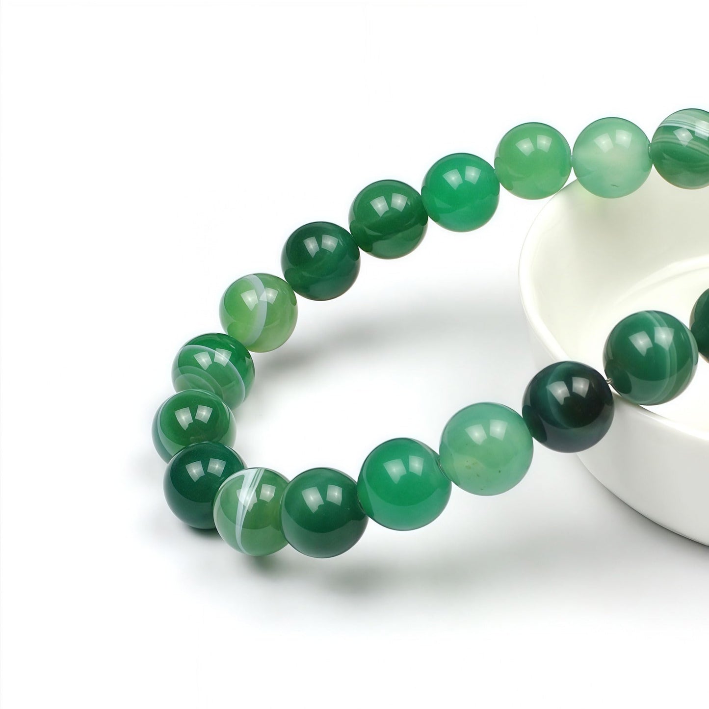 MJDCB Natural Stone Beads Green Striped Agate Round Loose Beads for Jewelry Making DIY Bracelet Necklace (8mm)