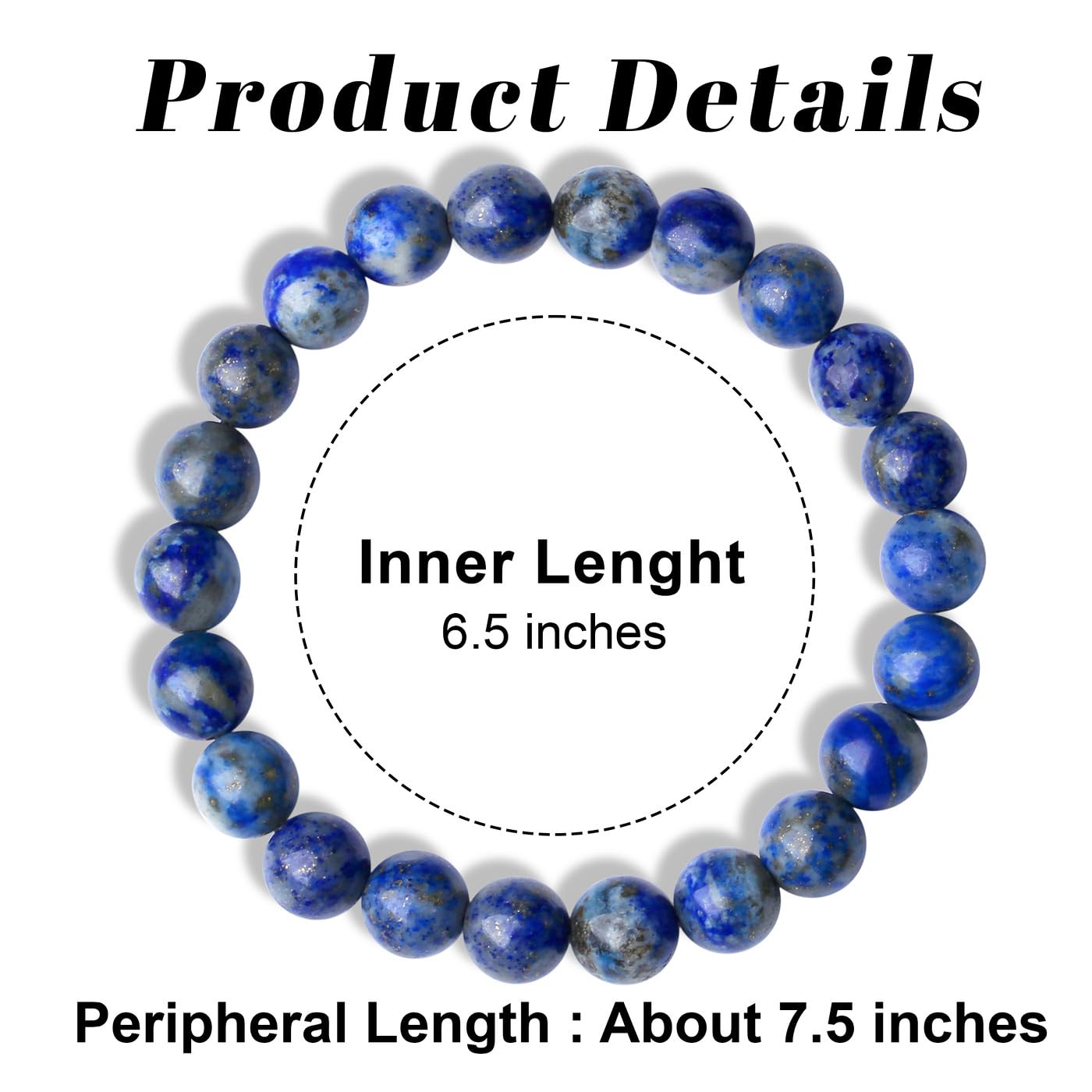 MAIBAOTA Blue Bracelets for Women Blue Gifts for Women 8 mm Beaded Bracelets for Women Men Stone Jewelry Lapis Lazuli Bracelet