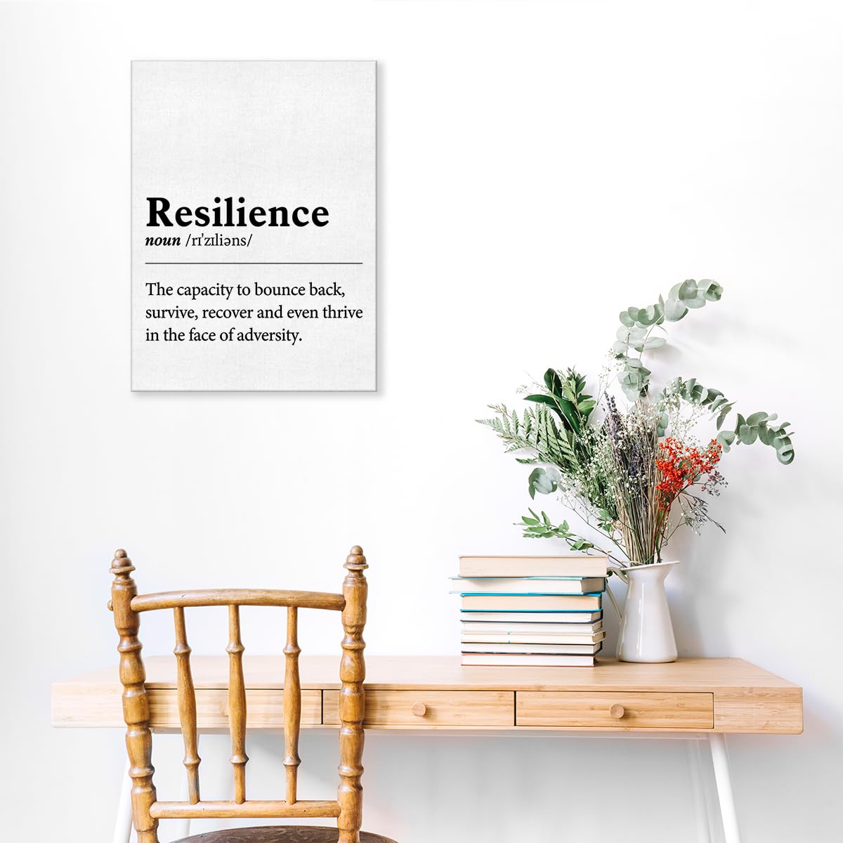 Inspirational Wall Art Decor Motivational Poster Framed Painting Print Resilience Definition Canvas Artwork for Home Office Decor 12 X 15 Inch