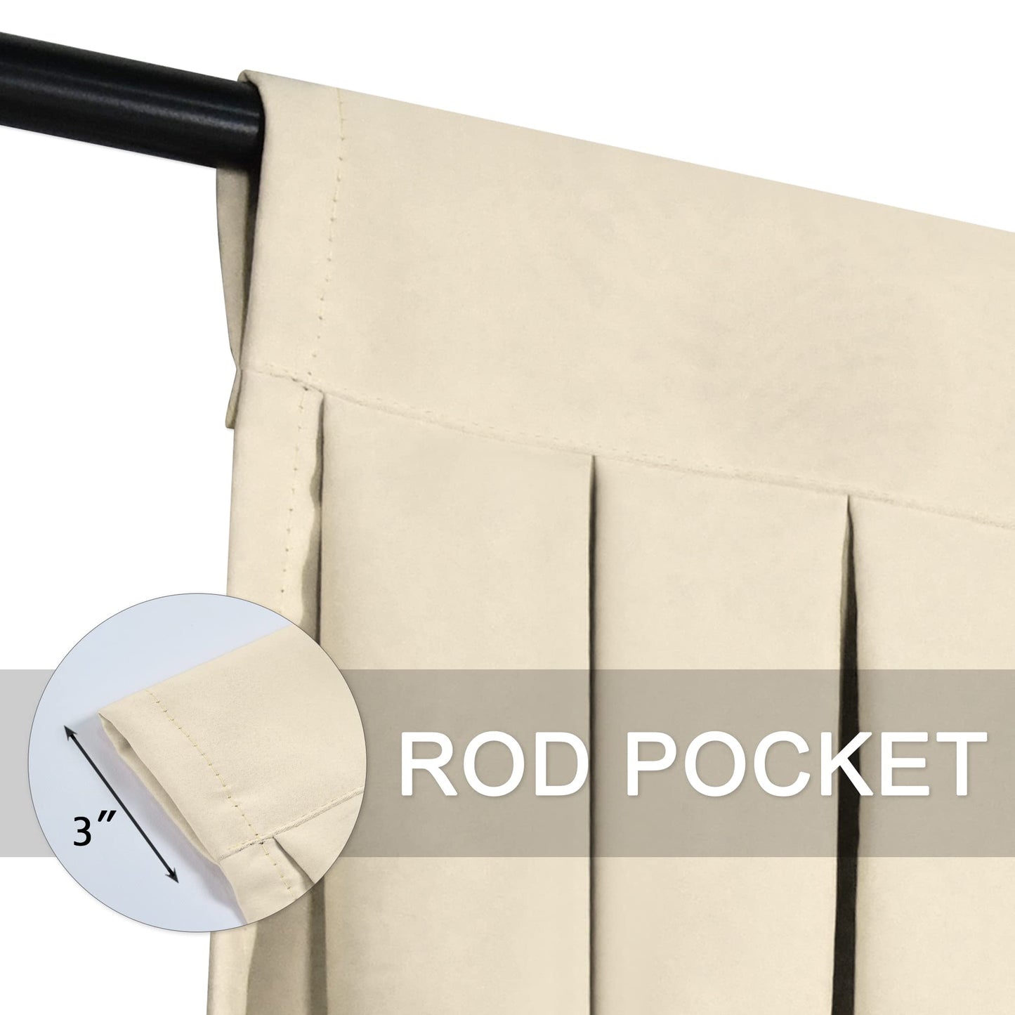 OYRING Valances for Windows Beige Window Valance for Living Room Rod Pocket Blackout Valance for Kitchen，Pack of 1 （Beige 39" W x 20" L）