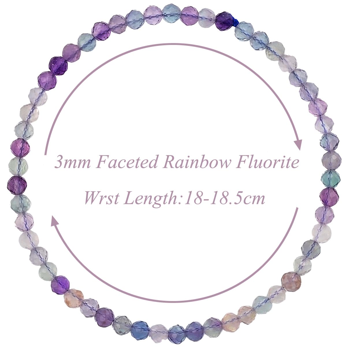 MASSIVE BEADS Natural Genuine Gemstone Beads Healing Crystal Chakra Reiki Jewelry Faceted Round Beads Bracelets (Rainbow Fluorite, 3mm)