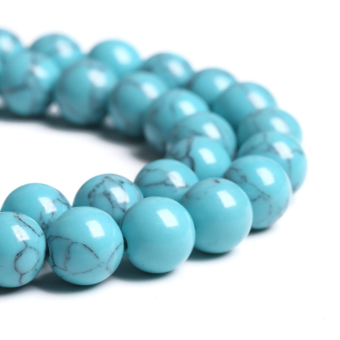 8MM 46PCS Light Blue Turquoise Spacer Loose Beads for Jewelry Making DIY Bracelet Necklace