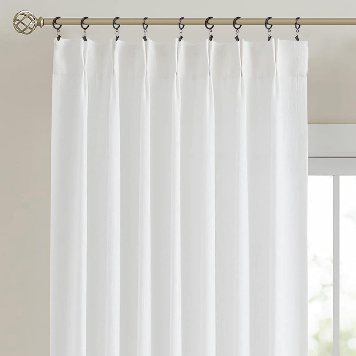 XHLTTBD 38 Pack 1.25 Inch Half-Round Coffee Gold Curtain Clip Rings - Heavy Duty Iron, Quiet Glide, Rustproof, Fits 1.0-1.2 Inches (Curtain Rod Required, Non-Drill)