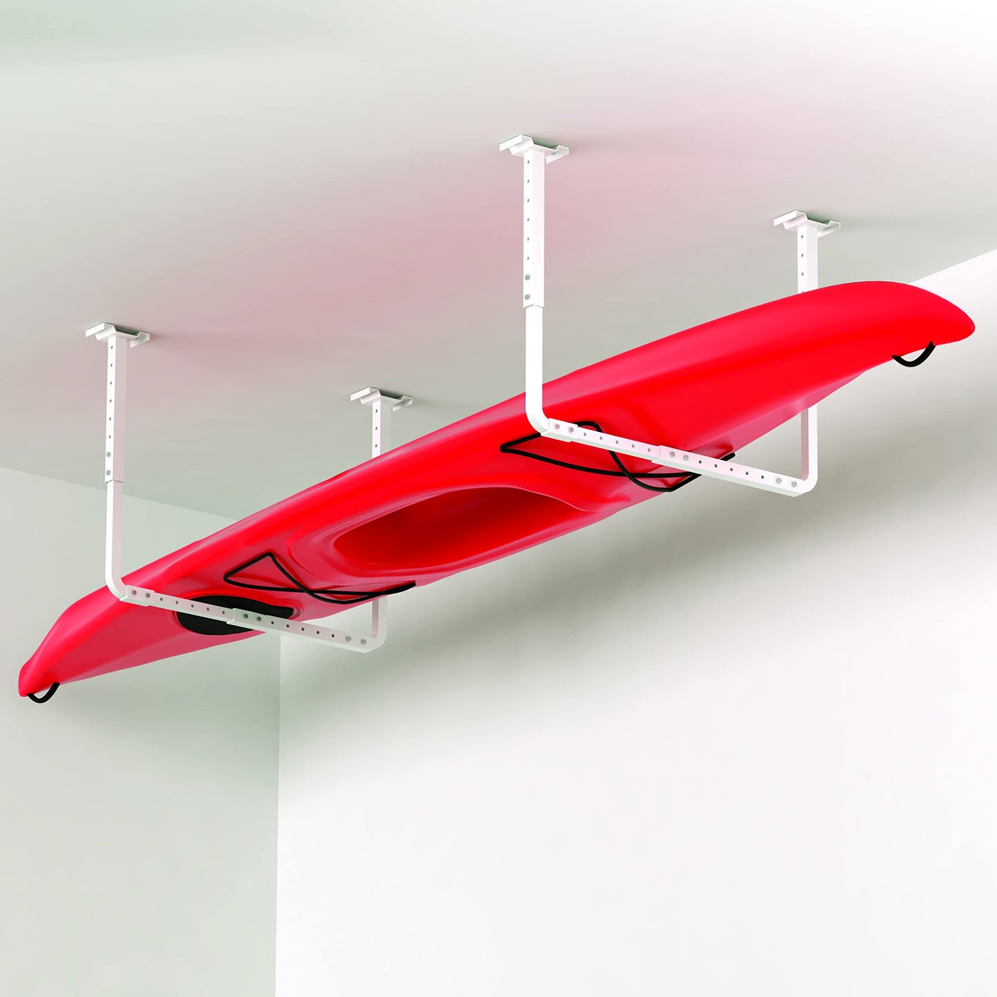 HyLoft 33 in. x 34 in. Adjustable Garage Ceiling Mount Storage Rack Kit, Garage Overhead Storage Bracket, 80842-10, White