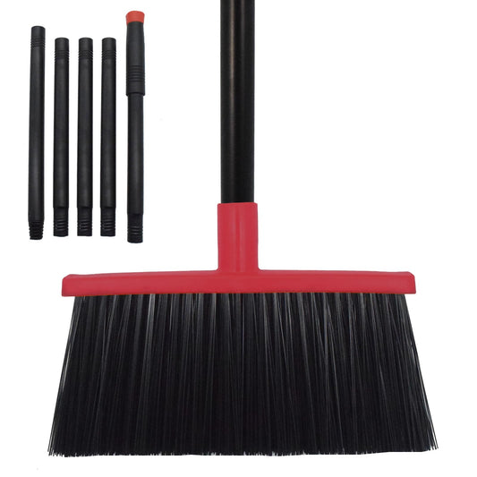 Xifando Heavy-Duty Adjustable Angle Broom with 56" Steel Handle - Ideal for Home, Garage, Kitchen, Bathroom, Office, and Outdoor Use - Durable & Efficient Cleaning Tool for Hard Floors (Red)
