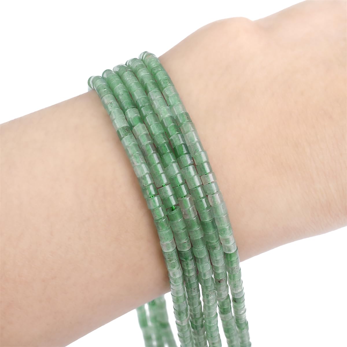 BEADIA Natural Green Aventurine Spacer Beads Caps Flat Round Loose Beads for Beading Jewelry Making 3mmx2mm 38cm