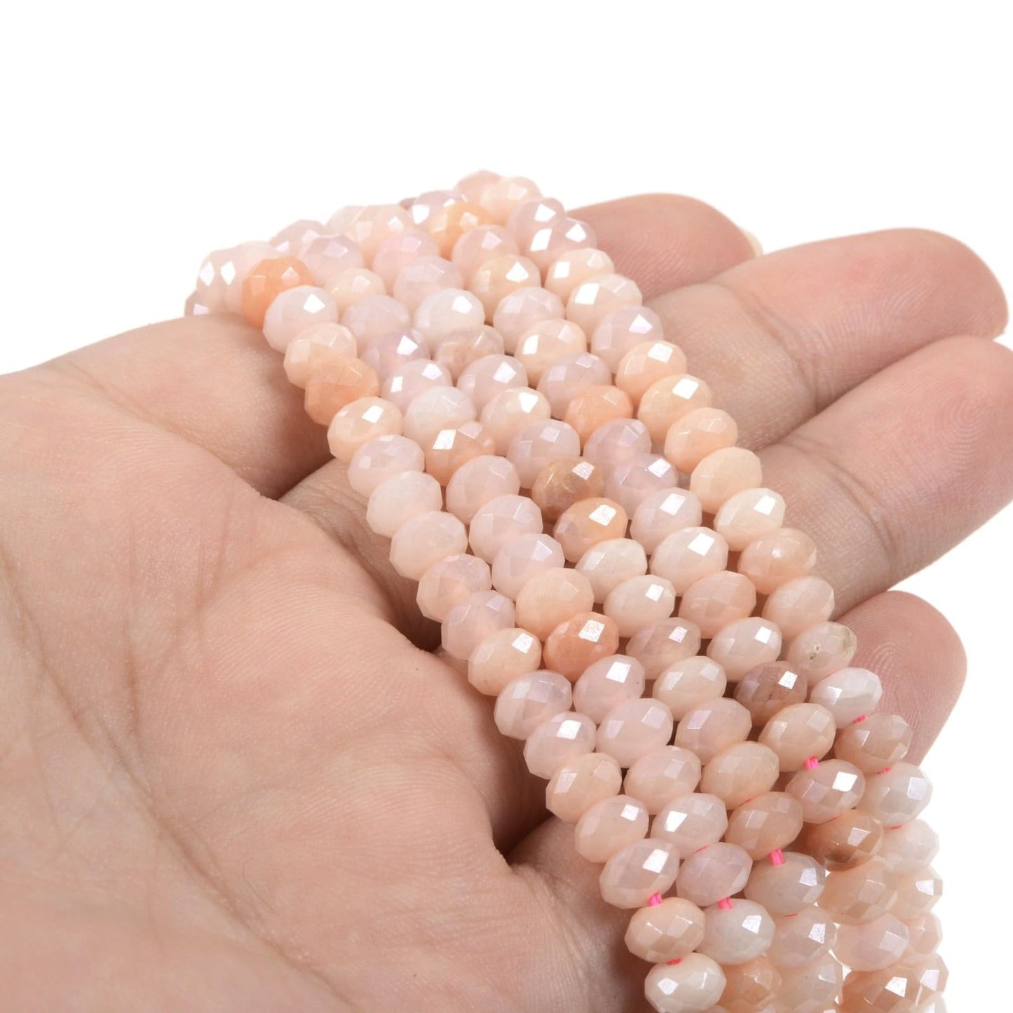 Aqua Aura Peach Aventurine 6mm Gemstone Faceted Rondelle Loose Beads DIY Jewelry Making Beads 16 Inch