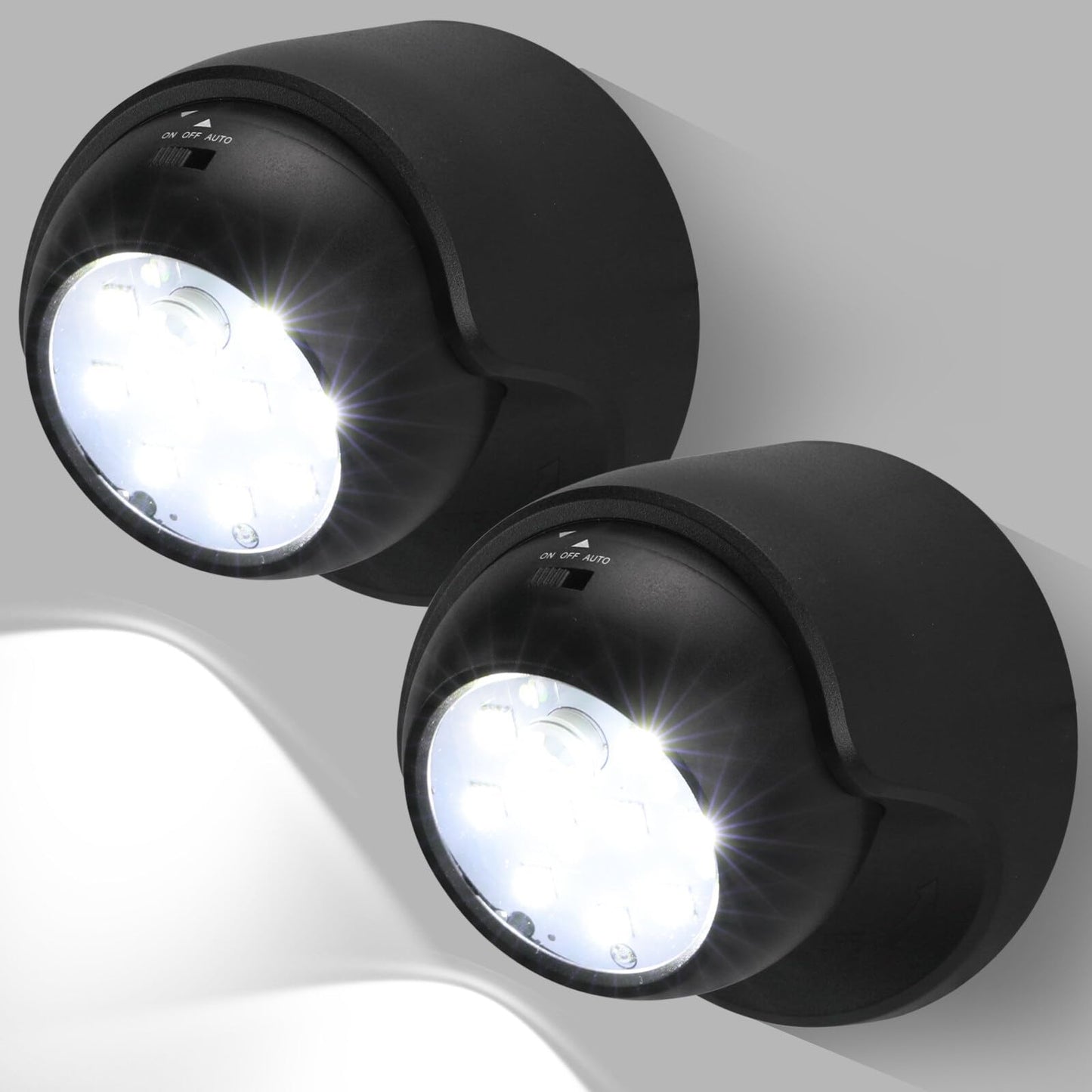 Motion Sensor Outdoor Lights - Outdoor Motion Sensor Light Battery Operated Wireless Spotlight Motion Detector Security Light Auto On Off for Sheltered Porch Stair Hallway Garage Wall Shed (2 Pack)