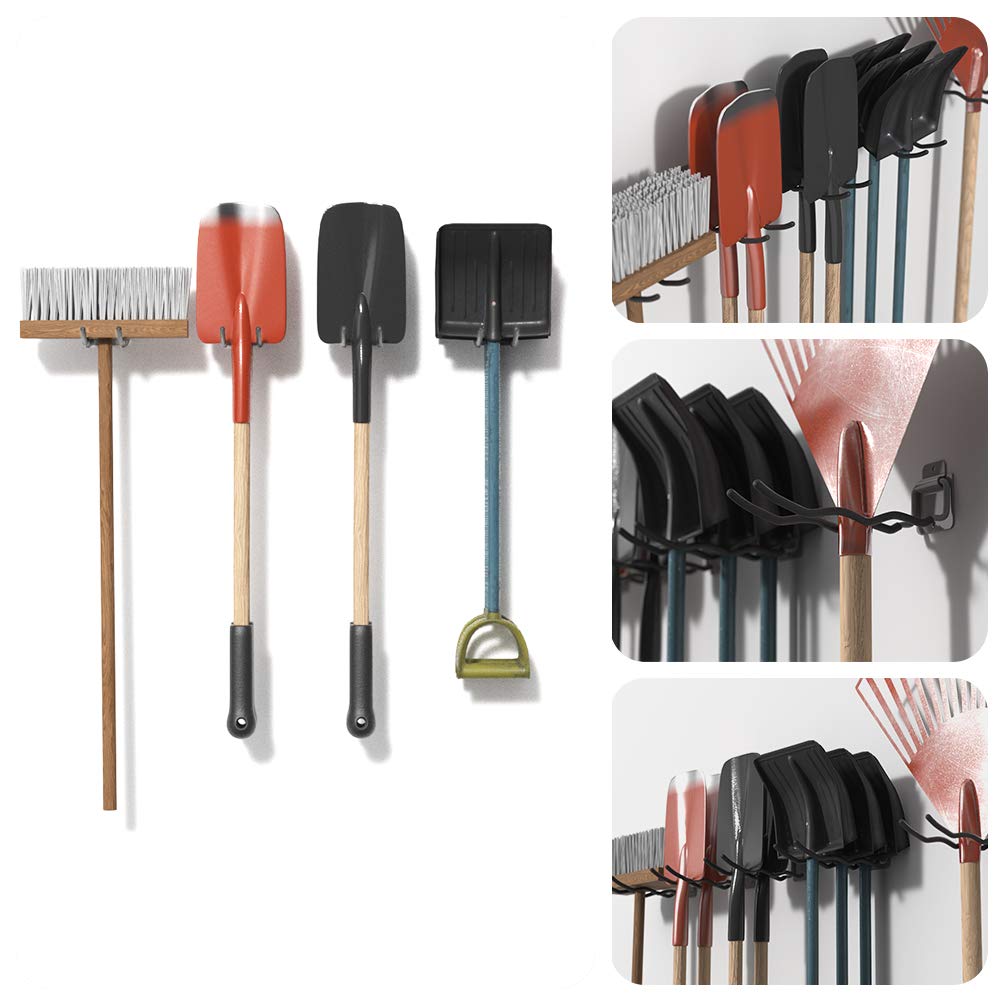 TORACK Garage Hooks Tool Organizer, 4 Pack Heavy Duty Steel 12" Wave Hooks, Wall Mount Garage Storage Utility Hook for Car Tires, Ladder, Chairs, Power Tools, Garden Tools