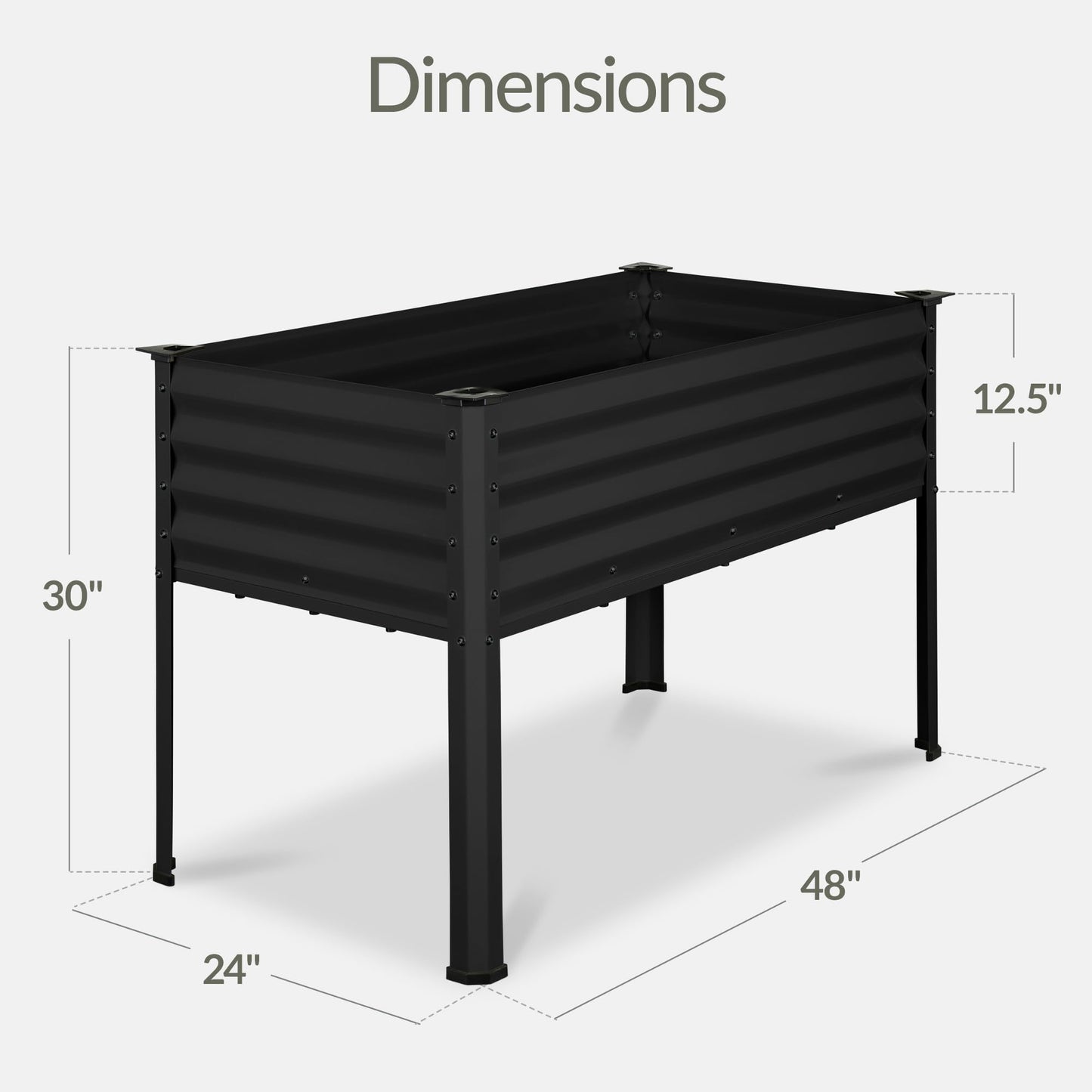 Best Choice Products 48x24x30in Galvanized Raised Garden Bed, Metal Elevated Planter Box, Vegetable Garden for Backyard, Patio, Balcony, 100% Non Toxic Materials - Black