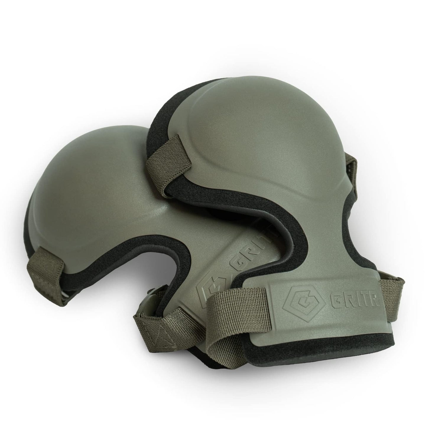 GRITR Tactical Knee Pads for Work, Hunting, Construction, Gardening, Paintball w/Foam Padding, Hard Shell & Adjustable Straps - Heavy Duty Professional Knee Protectors for Men & Women, Ranger Green