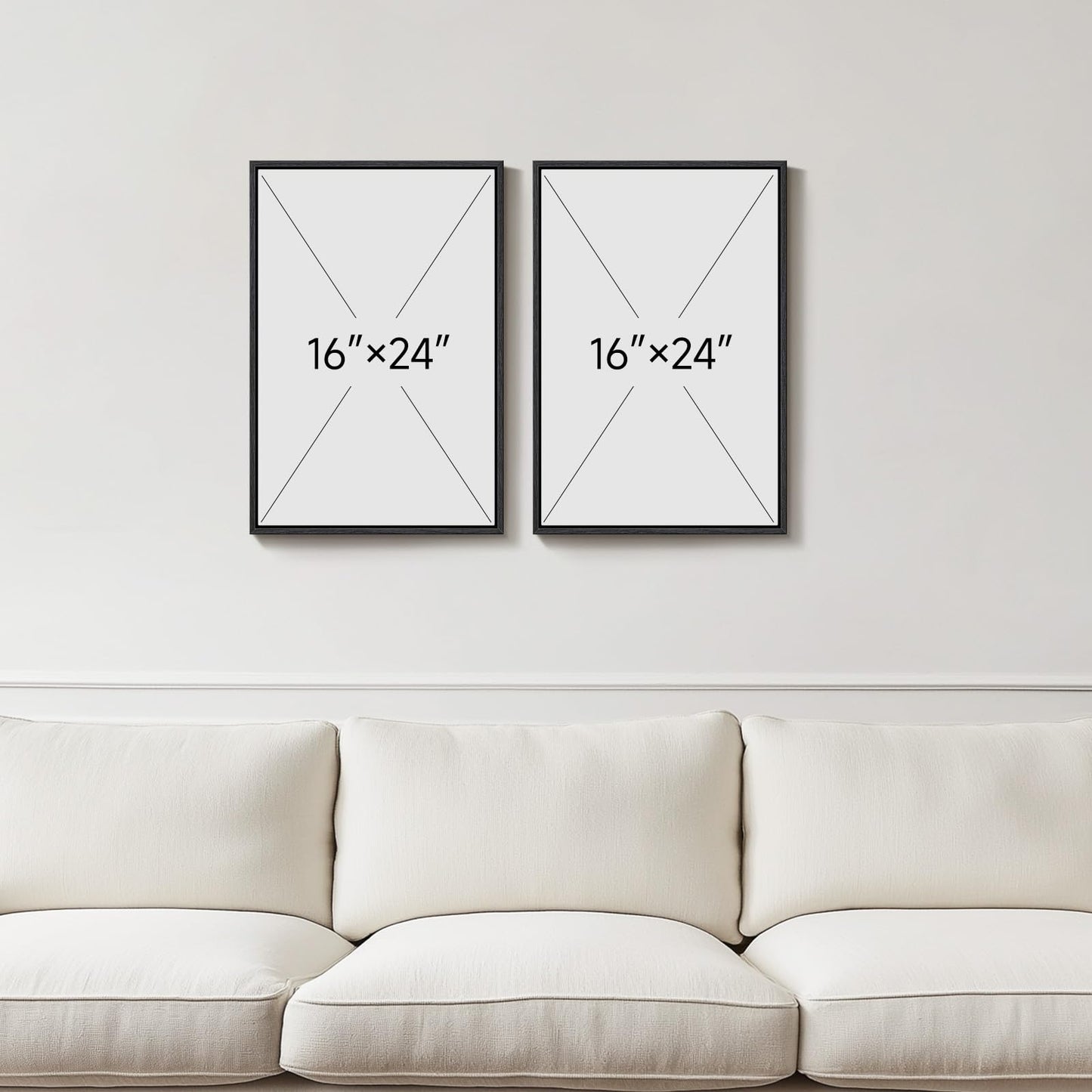 Framed Neutral Abstract Minimalist Wall Art Set of 2, Modern Canvas Prints Paintings Artwork for Walls, Black Beige Brown Abstract Art Pictures for Bedroom Living Room Dining Room Wall Decor 16x24 In