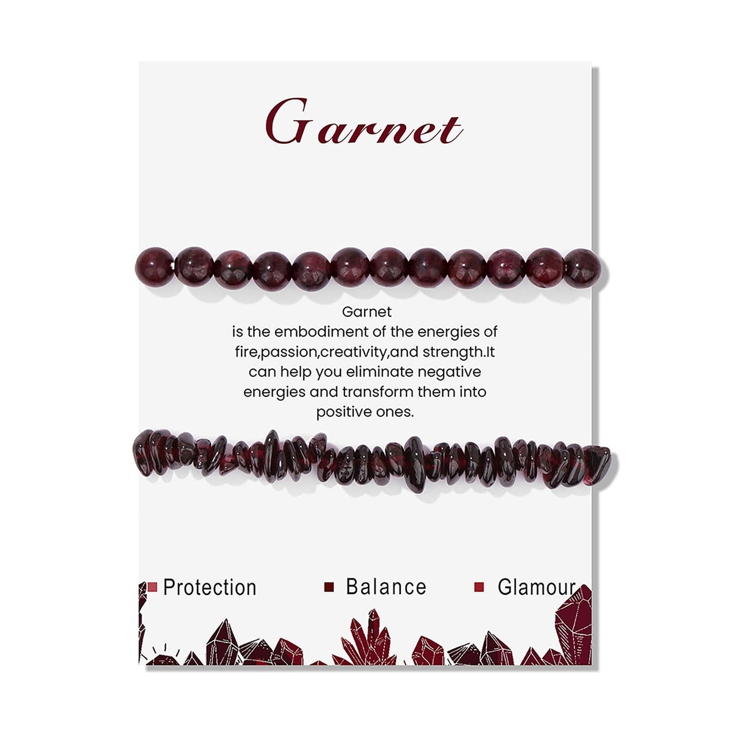 2Pcs Garnet Bracelets for Women Crystal Bead Bracelet Healing Crystal Bracelet Gemstone Beaded Bracelet Natural Stone Garnet Jewelry for Women Girls