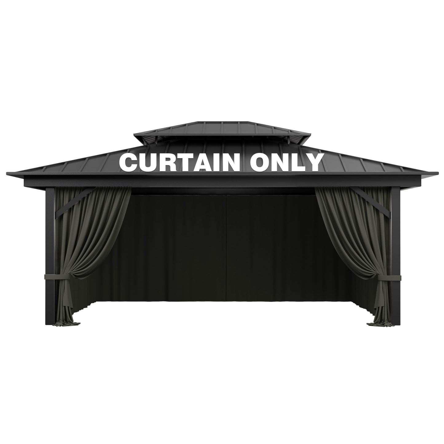 Pakunoda Outdoor Gazebo Curtain Replacement Universal 4-Panel Sidewalls 12' X 16',Outdoor Patio Waterproof Privacy Curtain with Double Zipper for Patio,Garden, and Backyard (Curtain Only)