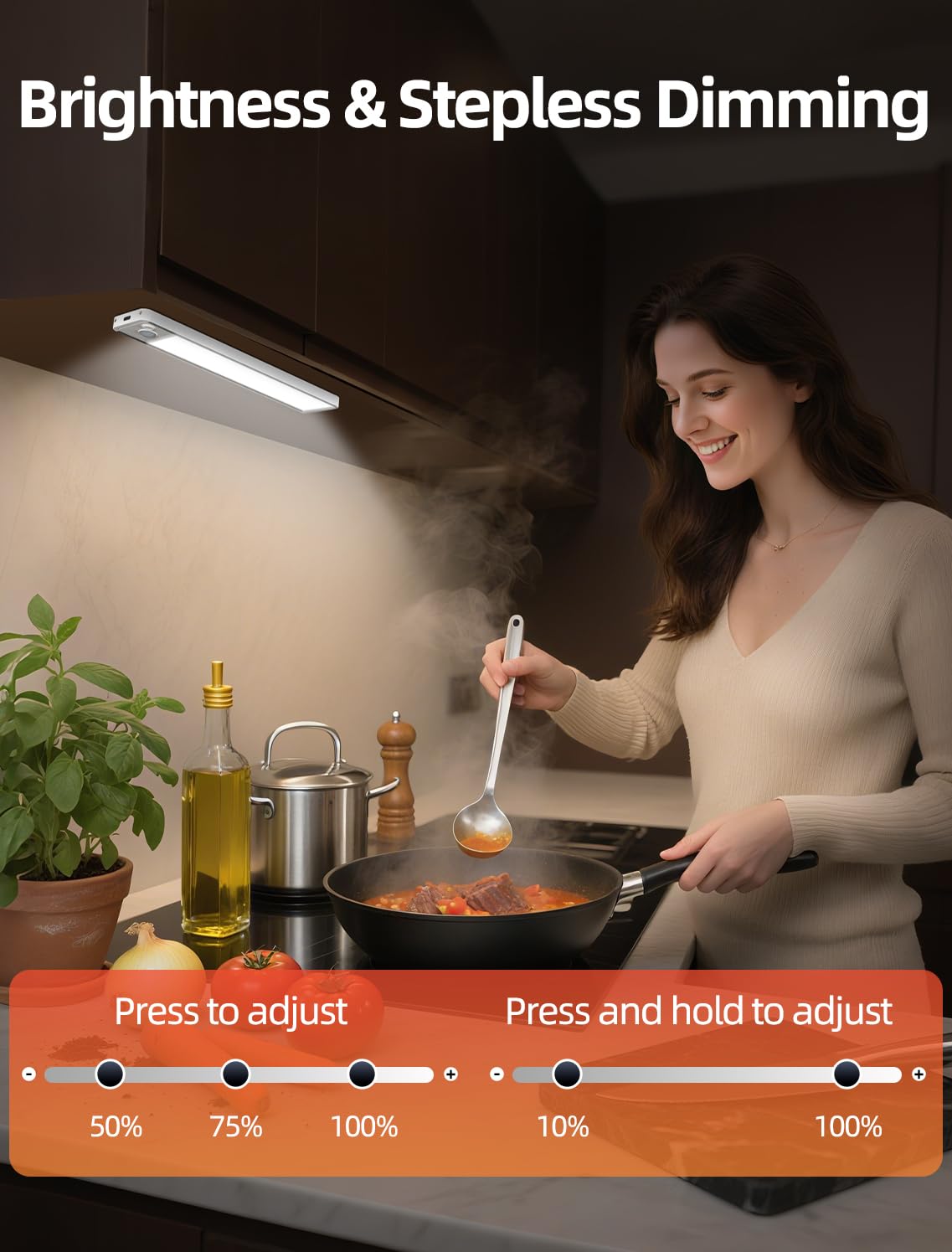 Under Cabinet Motion Sensor Lighting: Dimmable Rechargeable Lights Indoor - Battery Operated Lights - Undercabinet Wireless Closet Light Magnetic Led Light for Kitchen Home Bathroom Counter 5 Pack