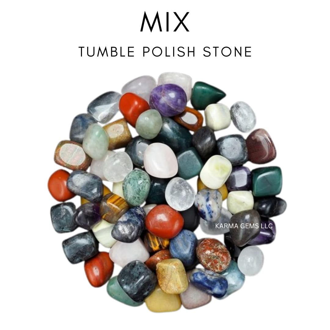 Karma Gems 1lb Mix Tumbled Stones - Polished Stones for Positive Energy - Crystal Kit for Fresh Mind & Restful Sleep - Healing Stone for Chakra Balancing - Ideal for Gift & Home Decor (15-25 Mm)