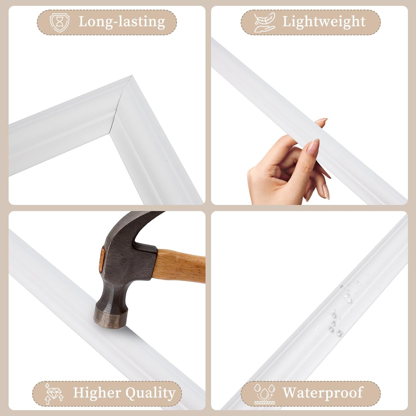 JBER Peel and Stick Wall Molding Kit of 6 pcs, Pre-Cut Wall Molding Ready-to-Assemble Wainscoting Panels, 3D Wall Trim Molding for Interior Wall Décor Living Room Bedroom Accent Wall, 3 Top 3 Bottom
